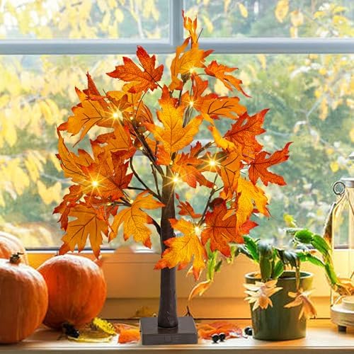 Dazzle Bright 2 Pack 24 Inch Lighted Maple Tree Decorations
