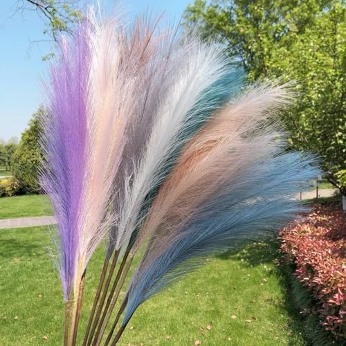 Yanchipanghe 3Pcs Artificial Pampas Grass Bouquet Gray