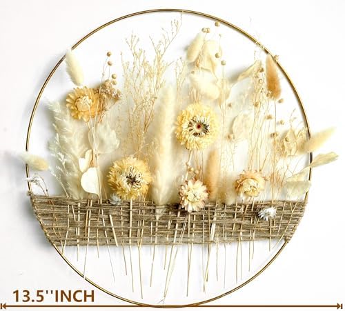 Boho Hoop with Earthy Beige Flowers for Natural Interiors