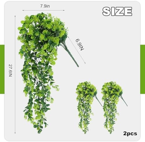 Fake Hanging Plants 2pcs Artificial Boxwood Vines Greenery Wall Decor