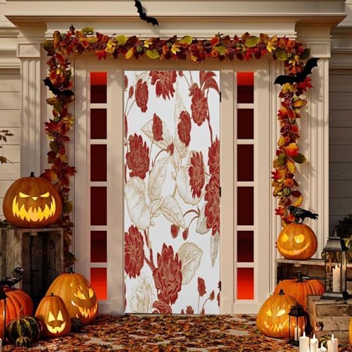 Susiyo Red Flowers Branches Halloween Door Cover
