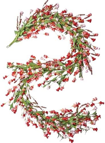 Red and Pink Spring Flower Garland Decor