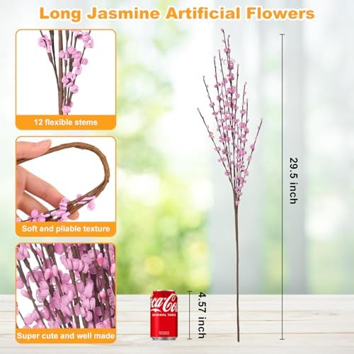 5 Pcs 299 Inch Artificial Pink Jasmine Flowers