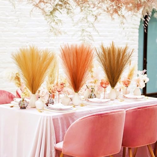 Agusbagli 30pcs Orange Pampas Grass Vase Filler
