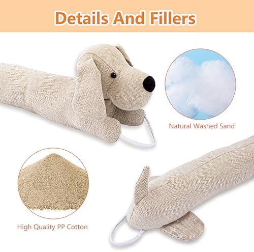34 Inch Heavy Duty Draft Stopper with Cute Animal Design - Yellow Dog