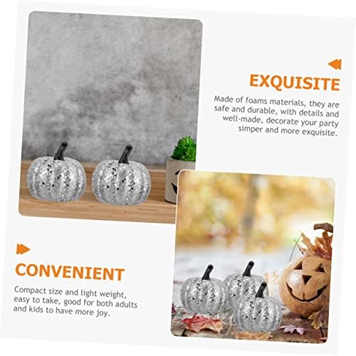 10pcs Foam Silver Glitter Pumpkins Artificial Fall Decor