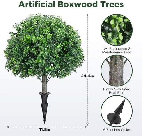 Artificial Boxwood Topiary Ball Tree 2 Pack