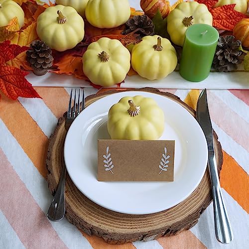 Winlyn 12 Pcs Artificial Yellow Pumpkins for Fall Decor