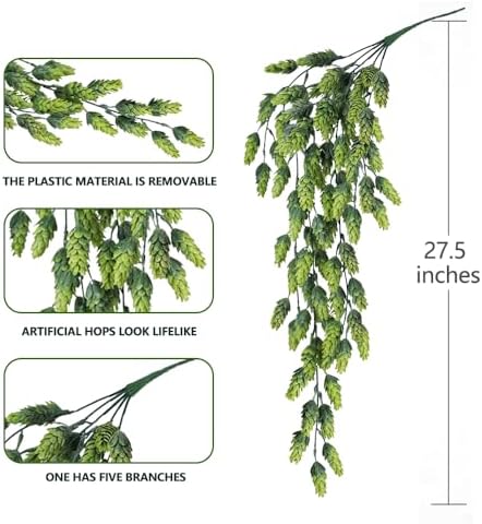 3Pcs Artificial Hops Vine Hanging Plants for Home Decor