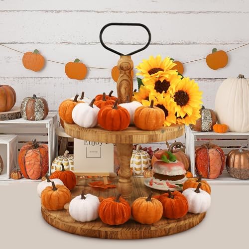 18 Pcs Fall Velvet Pumpkin Decorations