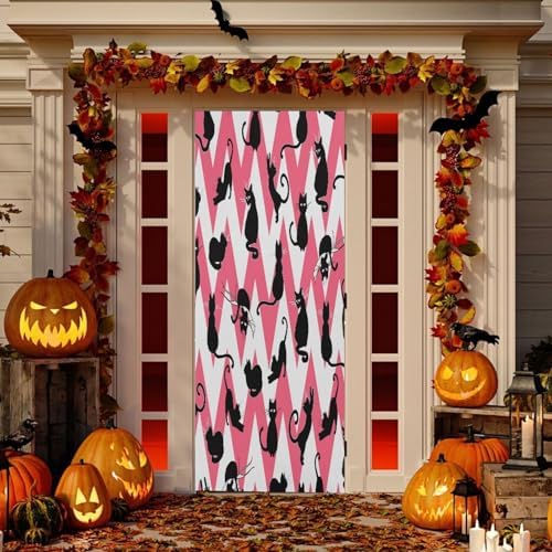 Susiyo Charming Black Cat Halloween Door Cover 32x79in