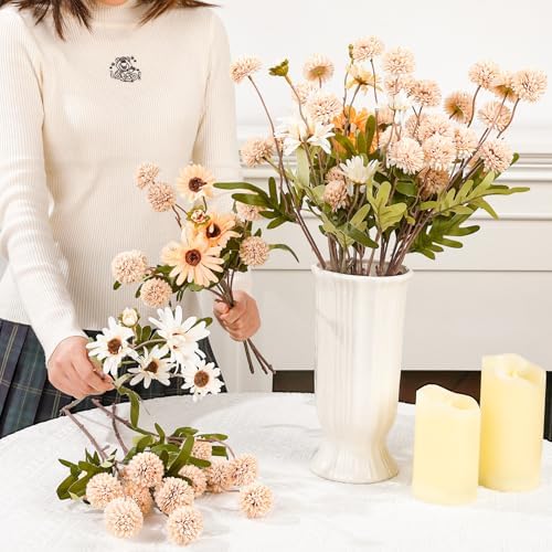 16 Pcs Realistic Dandelion and Chrysanthemum Stems for Wedding Centerpieces