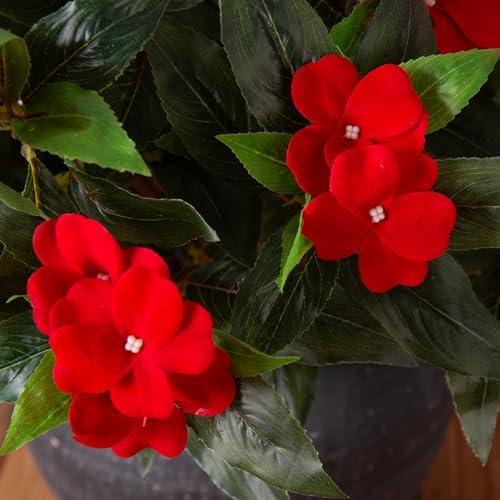 HyeFlora Artificial Impatiens Flowers 3PCS Outdoor Decor