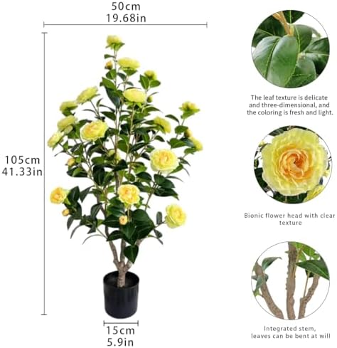 Artificial Camellia Tree 34ft Fake Plants 2 Yellow