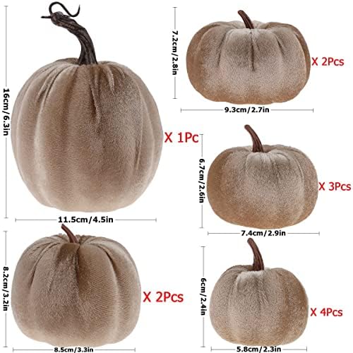 12Pcs Artificial Velvet Pumpkin Set Halloween Decor