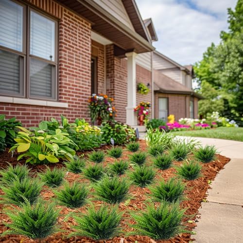 TURNMEON 8 Bundle Artificial Ferns Outdoor Decor