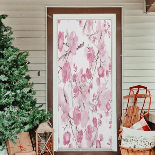 Susiyo Watercolor Cherry Blossom Halloween Door Cover