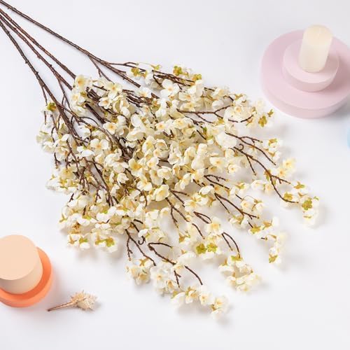 4 Pcs Artificial Cherry Blossom Flower Branches for Home Decor Spring Centerpieces