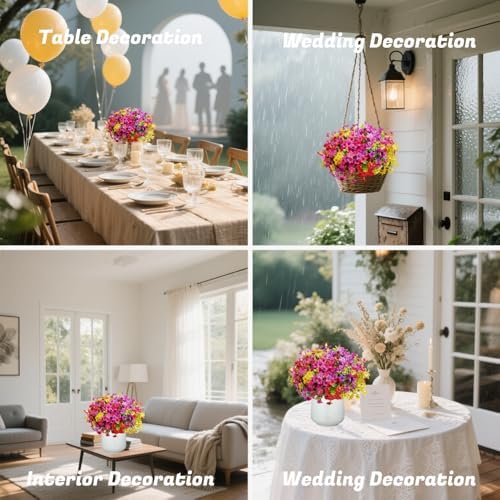 12PCS UV Resistant Fake Flowers for Outdoor Decor
