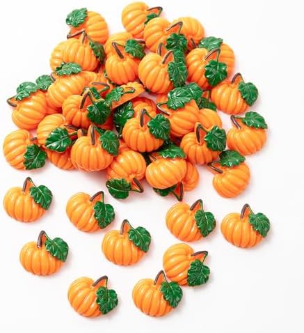 50Pieces Artificial Miniature Pumpkin Resin Decor for Halloween