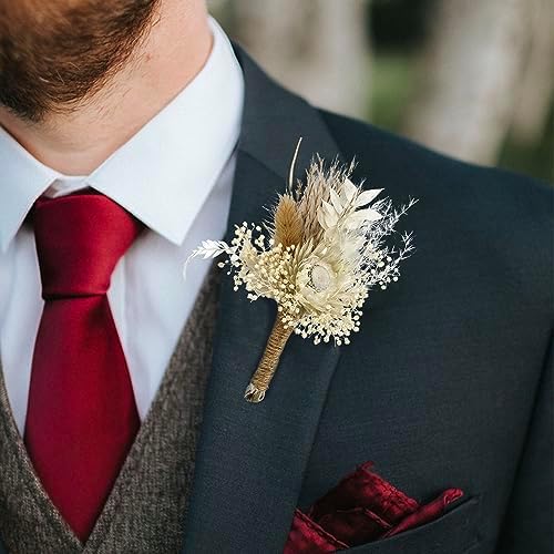 Rinlong Assorted Dried Flower Boutonnieres 6 Pcs