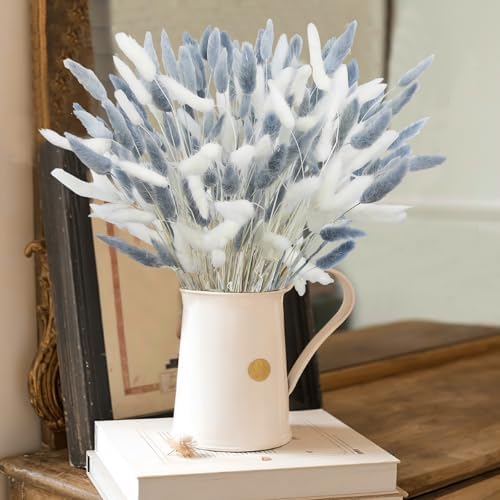 120Pcs Dried Bunny Tails Gray White Pampas Grass Boho Decor