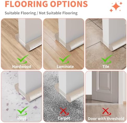 BKSAI Upgraded Door Draft Stopper 28-32in Beige