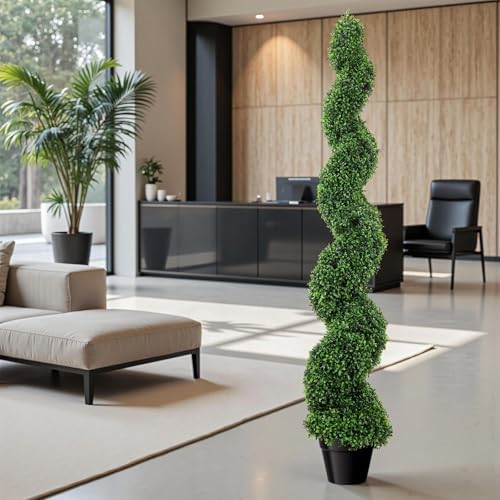 5 Ft Artificial Boxwood Spiral Topiary Tree