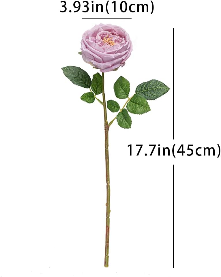 Vivid Pink Roses Peonies Artificial Flowers 4pcs
