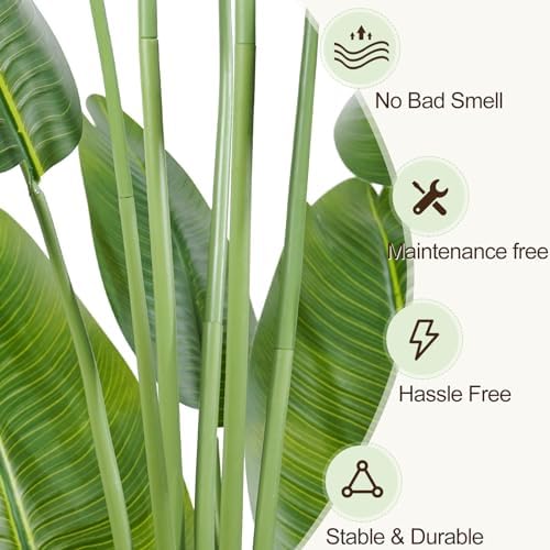 Lifelike Bird of Paradise Artificial Plant 6ft Faux Banana Leaf Tree