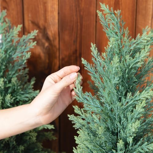 DRAY 2-Pack Faux Cypress Topiary Trees 4ft Tall
