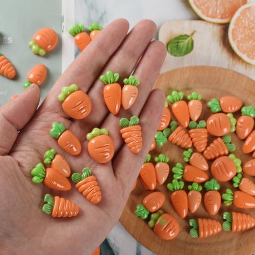 80pcs Easter Carrot Decorations Artificial Carrot Resin Flatback Vegetable Embellishments