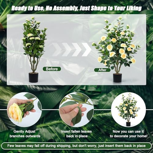 Artificial Camellia Tree 2 Pack 42 Inch Faux Floral Plants