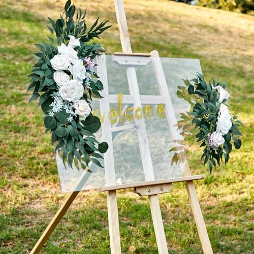 AitnWoy 28 Inch White Wedding Arch Flowers Decor Kit
