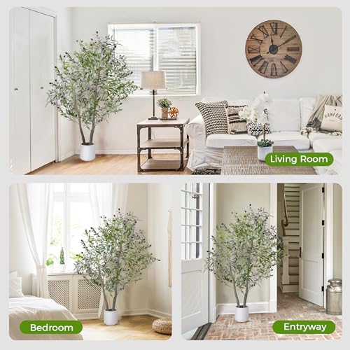 5FT Artificial Olive Tree with White Planter and Realistic Fruits