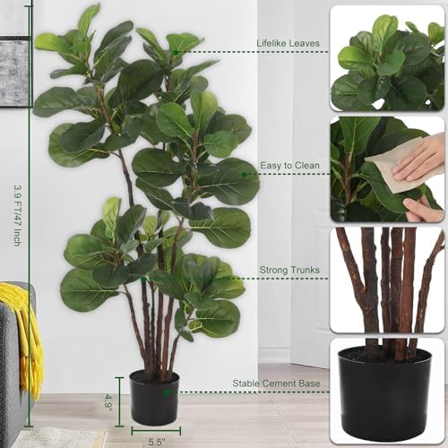 GAOMON Artificial Fiddle Leaf Fig Tree 4 Ft with 72 Leaves