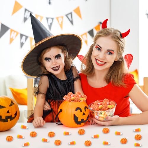 70pcs Halloween Mini Resin Pumpkins Candy Corn Decorations