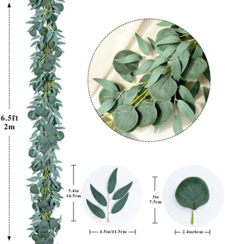 Kisflower 5 Pack Green Eucalyptus Garland with Willow Leaves
