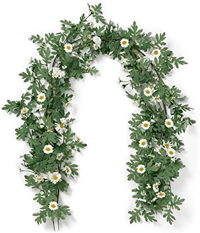 SOMYTING Artificial Daisy Garland 56 Ft White 2pcs