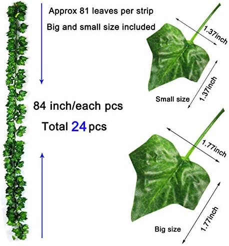 KASZOO 24Pack Artificial Ivy Garland with LED Lights