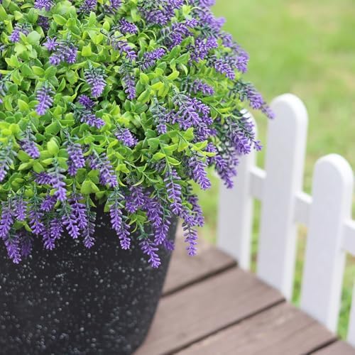 Artificial Boxwood Topiary Ball with Lavender - Set of 2