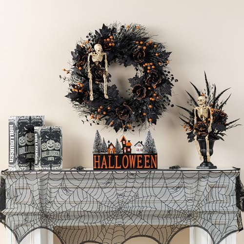 Glitzhome Set of 3 Halloween Decor Trees and Wreath
