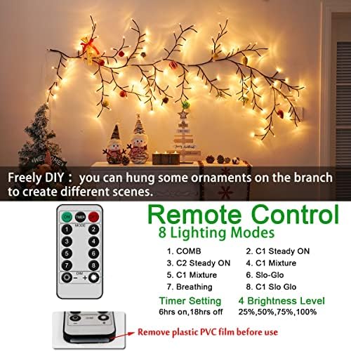 Lighted Willow Vine 144 LEDs Wall Decor 6 Ft