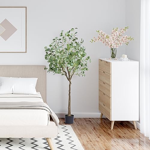 VEVOR 6 FT Artificial Eucalyptus Tree with PE Material and Anti-Tip Protection