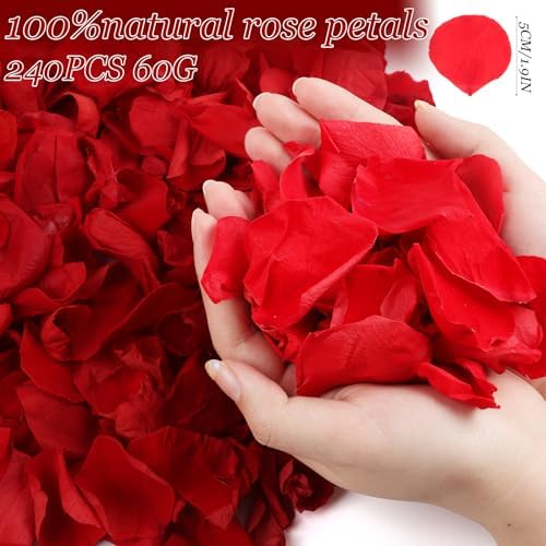 240PCS Real Red Rose Petals Confetti for Weddings and Celebrations