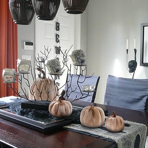 12Pcs Artificial Velvet Pumpkin Set Halloween Decor