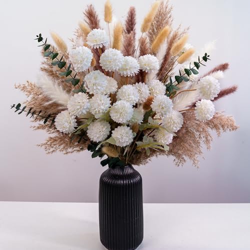 RoseTalk High-End Artificial Flower Bouquet with Dried Pampas Grass