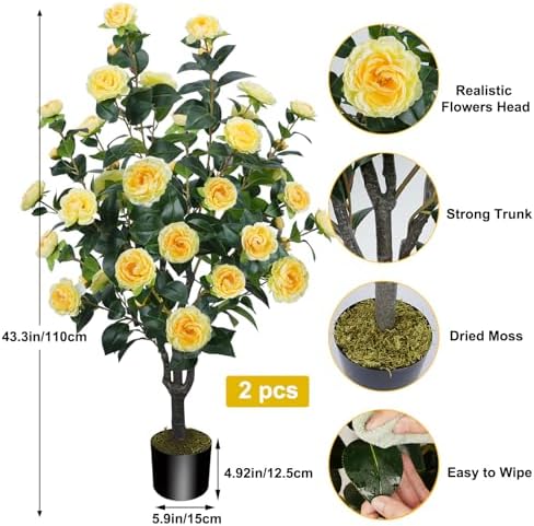 36FT Artificial Camellia Tree 2PCS with Dried Moss