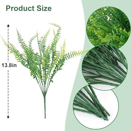 Hananona 12 Pcs Artificial Boston Fern Stems
