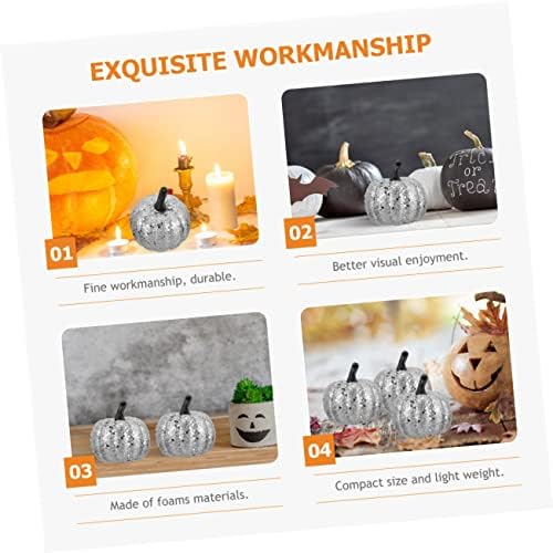 10pcs Foam Silver Glitter Pumpkins Artificial Fall Decor